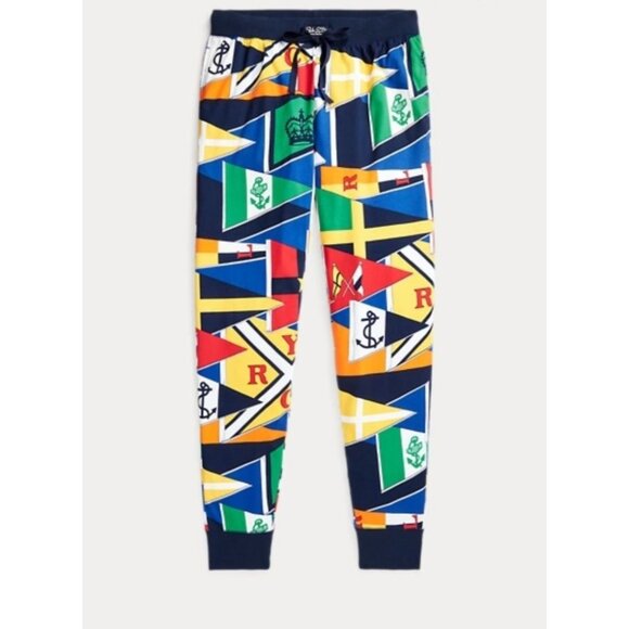 NEW Ralph Lauren Burgee Flag Print Knit Pajama Shirt Pant Set Mens Medium - Picture 4 of 11